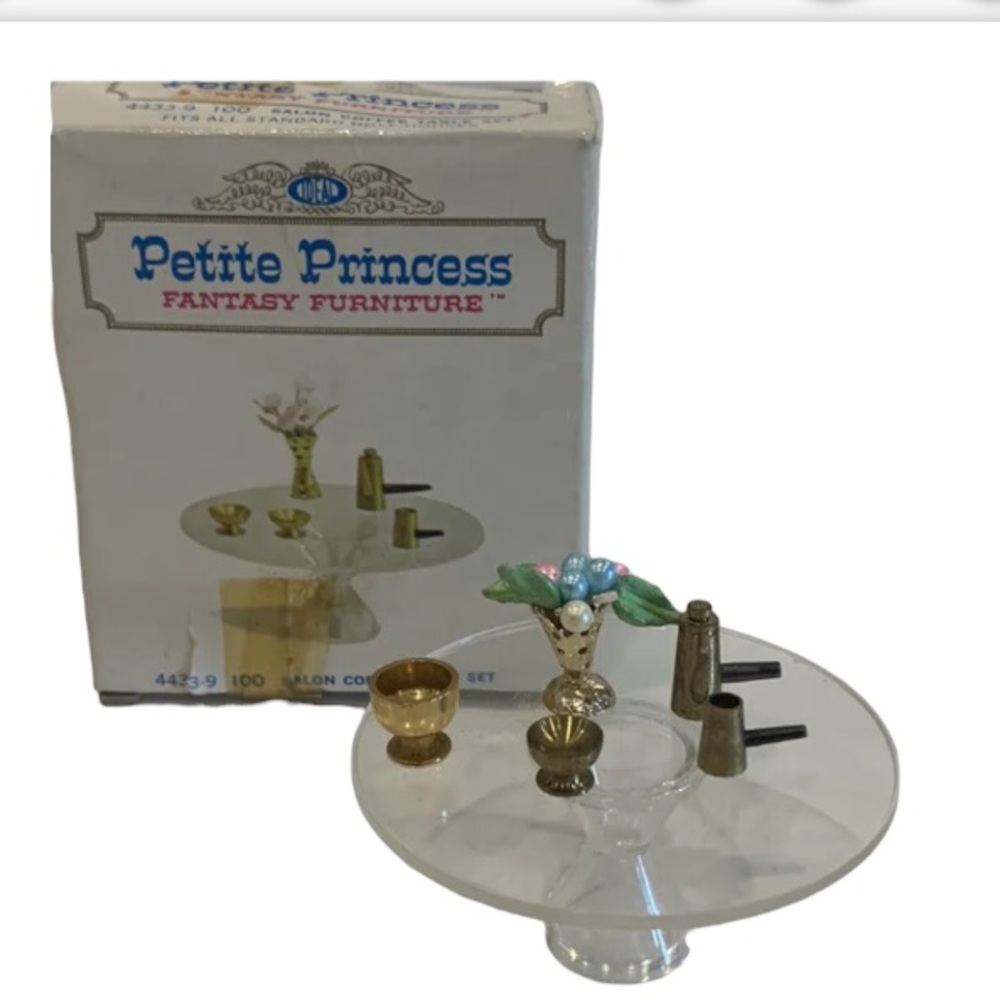 VTG Petite Princess Miniature Dollhouse Salon Coffee Table Set NEW in Box
